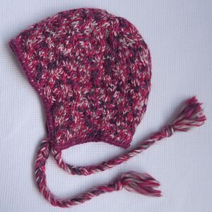 COLUMBIA Pink Knit Fleece Lined Chullo Beanie One Size Marled Outdoor Winter Ski